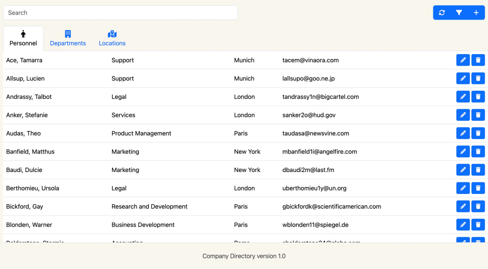 Company Directory Screenshot